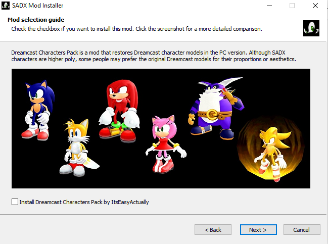 SADX Installer For Mods Character Pack 01